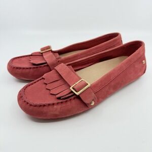 UGG Dempsey Driving Moccasin Leather Loafers Red Women 8 Nubuck Kiltie‎